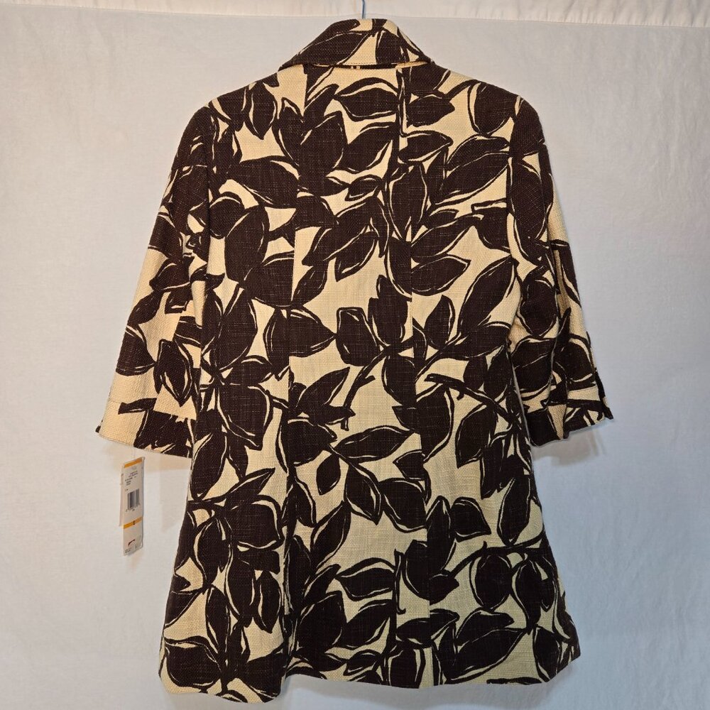 NINE WEST Coquette Girl Boho Ivory & Brown Floral Tweed Coat Jacket Size S NEW! - Picture 3 of 16